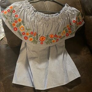 Miss Me Off-Shoulder Top with Floral Embroidery